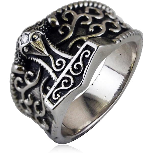 Bague Viking Homme Acier Inoxydable Runes Nordiques, Rétro