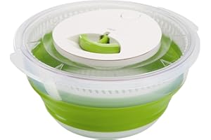 Emsa Centrifugadora de Lechuga 4 L, Diseño Plegable Ahorra Espacio, Base Antideslizante, Sistema de Cinta Eficiente, Fácil Limpieza, Ideal Uso Diario, Segura y Estable, Verde, 512992