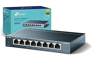 TP-Link TL-SG108 V3.0, Switch de Escritorio Red (10/100/1000 Mbps, Carcasa de Acero, IEEE 802.3 X, Auto-MDI/MDIX, Plug and Play, Ahorro de Energía, Puertos RJ45), 8 Puertos Gigabit, Color negro