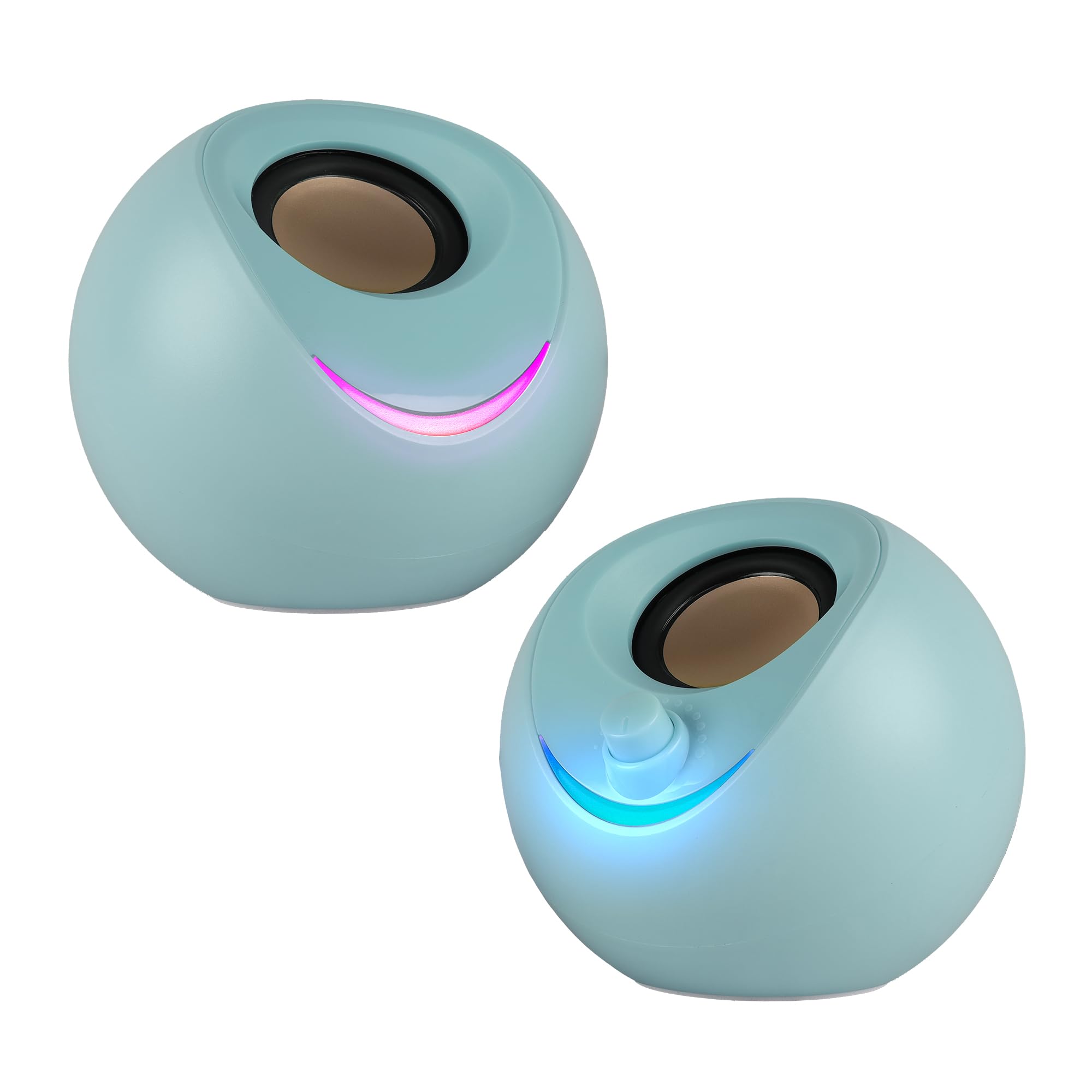 ZEBRONICS Blues 2.0 Computer Speakers, 8 Watts, 45° Elevated Drivers, Dual Passive Radiators, USB Powered, AUX, Volume Control Knob, RGB LED, for Laptops & Desktop (Sky Blue)