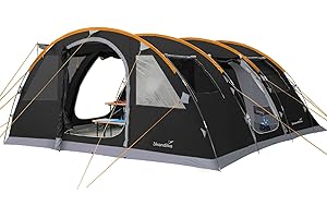 Skandika Tente Tunnel Gotland 6 Protect | Tente de Camping familiale pour 6 Personnes, Tapis de Sol Cousu, étanche, avec Store banne et Passage de câbles | Toile de Tente 6 Personnes