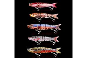 ZFYANSSEE 5pcs 5 inch big fishing spinners,Sinking Fishing Lures for Pike Perch Catfish kit for freshwater salt water,Life-like sea fishing tackle baits