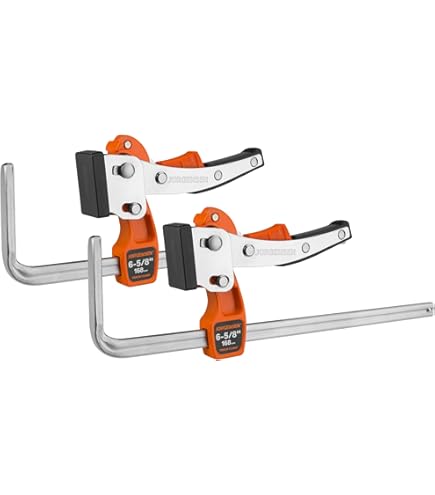 Set Di 2 Morsetti Da Tavolo In Acciaio Con Impugnatura A Leva E Sgancio Rapido, Apertura 210 Mm, Profondità 90 Mm, Forza 220 Kg, Per Guide Festool, Makita, Metabo E Altri