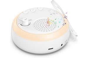 OQIMAX Machine à Bruit Blanc avec Veilleuse, 16 sons Apaisants, USB, Réglage du Volume, Minuterie et Fonction Mémoire, Machine à Bruit de Sommeil pour Maison, Bureau et Voyage