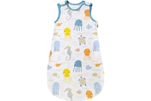 Mosebears Gigoteuse d'été pour bébé, Sac de Couchage pour Fille et garçon, Motif Animal Mignon, Couverture Portable sans Manches, Lavable, 0,5 tog