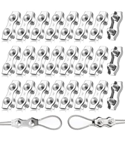 Morsetti Doppi Per Fune Metallica - 14 Pezzi In Acciaio Inox 304, Per Fissaggio Tende E Cavi - Foto 3