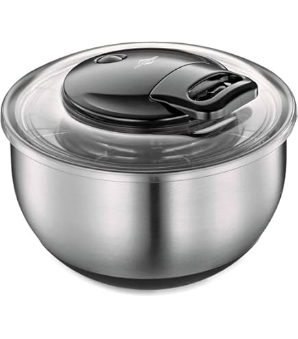 Essoreuse à Salade En Inox 4,8L - Avec Manivelle - Pour Légumes Et Fruits