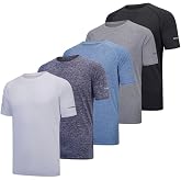 Fovdtaa 5 Pack Men's Athletic Shirts Short Sleeve Crew Neck Breathable Gym Workout Running Shirts