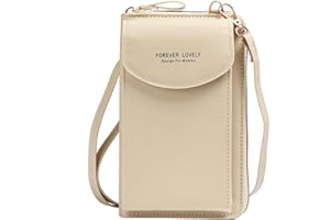 QEEQPF 1 x jasnoszare damskie etui na telefon komórkowy, ze skóry PU, torba kurierska z regulowanym, odpinanym długim paskiem na ramię i przegródkami na karty, dla dziewcząt i kobiet