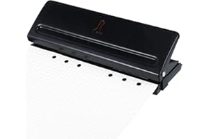 RosewineC 6 Loch Locher Binder Puncher für A4/ A5 / A6 / A7,Verstellbarer Abstände Locher aus Metall Binder Locher Papierkarten Foto Bindungs Locher Maschine (Schwarz)