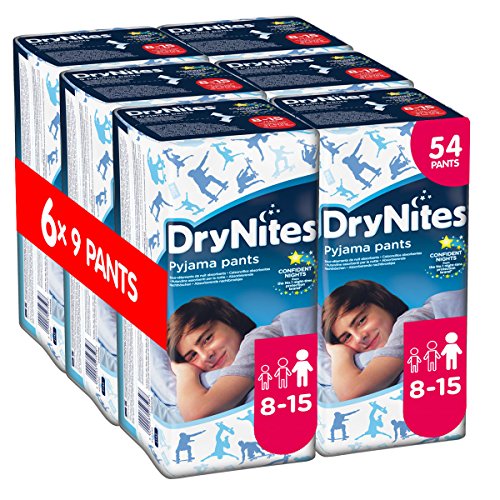 Huggies DryNites Boys Pyjama Pants for 8-15 Years, 9 Pants (Pack of 6, Total 54 Pants)