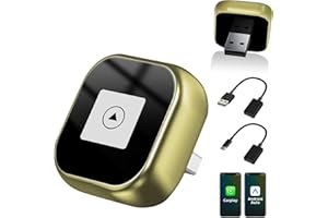 NAWCHEDO Adattatore 2 In 1 Wireless Carplay E Android Auto, Mini Carplay Aggiornato 2025, Converte Da Cablato A Wireless, Plug & Play, Connessione Automatica, Compatto, Per Iphone E Android (Oro)