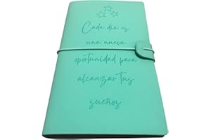 INFINITLIVING Regalo Original Libreta – Cuaderno de cuero PU - Para Viaje Recargable con Frase Motivacional “Cada Día es una Nueva Oportunidad para Alcanzar tus Sueños” – Regalo Inspirador y Creativo para chicas.