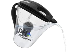 INVIGORATED WATER PH, brocca alcalina per acqua con filtro dell'acqua a lunga durata, con sistema di filtrazione multistadio, brocca per acqua potabile ad alto pH, 3,5 l/3345,2 g, colore nero (Black)