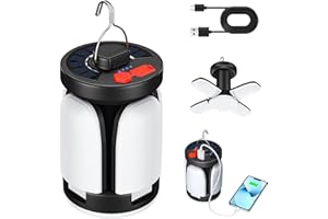 Oziral 4500mAh LED Lampada Campeggio USB 6 modalità Lanterna da Campeggio Ricaricabile Solare, SOS da Campeggio Portatile IP67 Impermeabile Luce da Tenda per Escursioni all'Aperto Lettura Emergenza