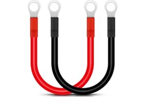 Gebildet 30cm Câble Onduleur de Batterie 12V-24V 25mm² 3AWG (Max 125A) Câble de Batterie Auto Rouge et Noir avec Bornes à Anneau Fil Flexible en Cuivre pour Camion, Moto, Solaire, RV, Marine