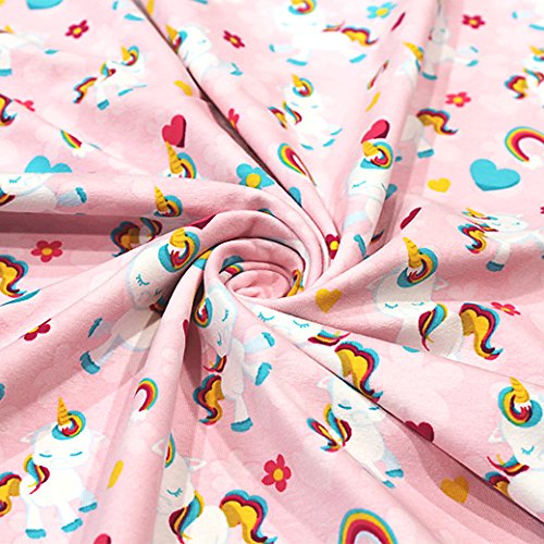 Elastic-Jersey-Kinder-Druck, Pegasus/Regenbogen, mehrfarbig, 145 cm breit, Meterware - 2