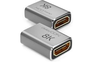 deleyCON 2 Unidades Acoplador HDMI 2.1 8K (48G, Ultra Highspeed) Adaptador Conector 8K@60Hz 4K@120Hz 2K@144Hz/165Hz EARC HDCP 2.3/2.2 DTS:X para HDR Dolby Atmos TV PS5 Xbox Barra de Sonido Monitor