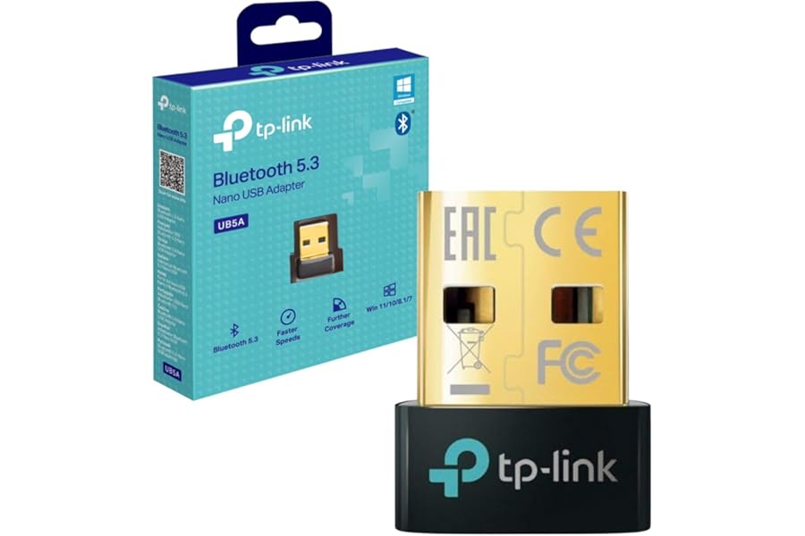 TP-Link UB5A Nano Bluetooth 5.3 USB Adapter for Multiple Devices, Long Range Bluetooth Adapter Compatible with Win 11/10/8.1/7, Dongle/Receiver, Plug & Play