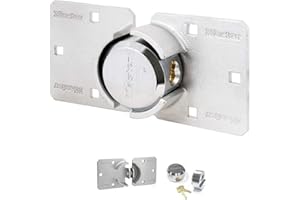 Master Lock 736EURD Antivol pour Porte de Véhicule Utilitaire, Cadenas et Moraillon Haute Sécurité, Idéal pour les Fourgonnettes, les Camions, les Garages, les Entrepôts Argent