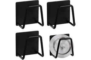 QH-Shop Uchwyt na gąbkę ze stali nierdzewnej, uchwyt na zlewozmywak kuchenny, samoprzylepny, uchwyt na pokrywkę garnka, haczyk samoprzylepny, do mycia naczyń, szczotka do mycia naczyń, 4 sztuki,