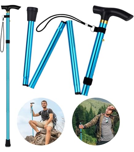 2er Set Gehstock Mit LED Licht Spazierstock Teleskop Gehhilfe Höhenverstellbar E - Foto 2