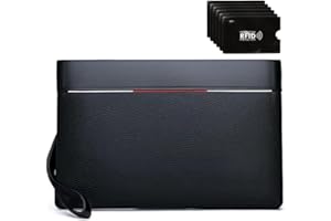 Eshow Bolso de Mano para Hombre, Bandolera Pequeña Negra de Cuero Sintética con Correa de la Muñeca