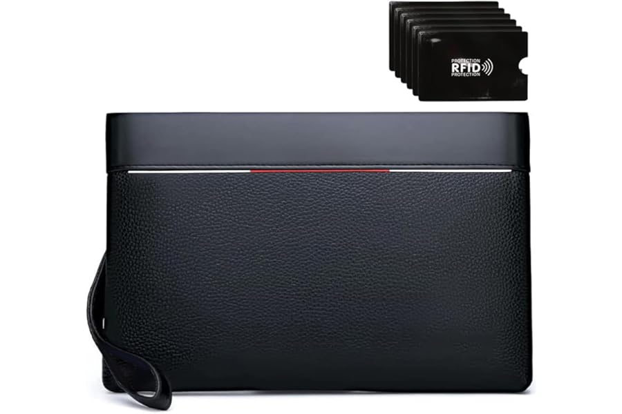 Eshow Mens Wristlet Bag Clutch Purse Synthetic Leather Bags with Wrist Strap Zip Closure 7.9 Inch