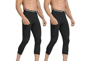 NuCamper Spodnie Kompresyjne Męskie 3/4 Legginsy Męskie, Sportowe Koszykówka Legginsy Do Biegania, Oddychające Bazowa Spodnie Treningowe, Szybkoschnące Spodnie Fitness, dopasowane legginsy w pasie
