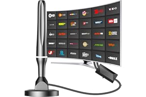 DGUPSP DVBT2 Antenne, DVB-T/DVB-T2-Antenne, Stärkere Stabantenne für digitales Fernsehen/Digital TV/DAB Radio/DVB-T2 Tuner Stick, Maximale Signalqualität - Mit Magnetfuß 3m Kabel - BV17418