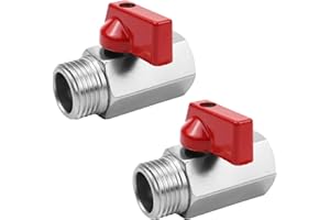 WPPQWP 2 Stück mini kugelhahn 1/2 zoll, absperrhahn 1/2 zoll (1/2" IG x 1/2" AG), Kohlenstoffstahl absperrhahn, Ballonhahnschalter DN15, Oberfläche Perlnickel-Korrosionsschutzverfahren