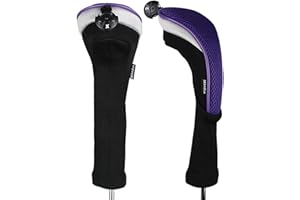 Andux Long Neck Golf Hybrid Club Head Covers with Dial No. Tag CTMT-02 (Purple,2pcs)
