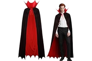 TANKERMO Vampire Cape with Gothic Stand-Up Collar, Deluxe Medieval Vampire Costume Men Women, 150 cm Halloween Cape Vampire Cape Adult Dracula Cape for Carnival Black Red on Both Sides