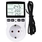 RUIZHI Digital Thermostat Temperature Regulator Controller Heating Cooling Thermostat with Timer and Probe for Reptiles, Incu