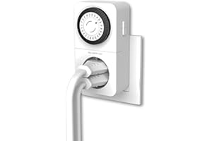 REV Timer meccanico per presa COMBINI - Formato 24h, 48 tempi a 30min - Timer meccanico per presa con sistema di presa combinato, max. 16A/3680W, bianco