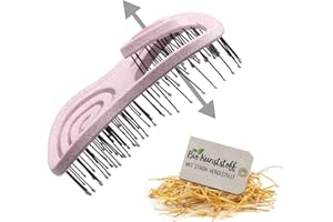 ‎CHIARA AMBRA Chiara Ambra Haarbürste, Klimaneutrale Bio Haarbürste ohne Ziepen mit Stroh, Kopfmassage Haarbürste, Entwirrbürste gegen Haarausfall, Anti Frizz Bürste für gesunde Haare, Pink