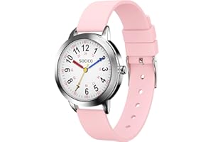 SOCICO Montre Enfant Apprentissage pour Garçons Filles,3ATM/30M Étanche Montre Aiguille pour Éducative de l'heure,Cadeau