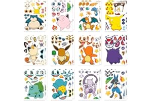 WDOERA Japanese Cartoon Theme Face Stickers for Kids(24sheets) Make a Face Stickers Whith 12 Styles Cartoon Birthday Party Supplies,Make Your Own Stickers Gift of Festival, Rewards, Art Craft