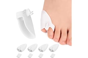 Grasslandy Zehentrenner Silikon Zehenschutz, 8 Stück Zehenspreizer Kleiner Zeh Zehentrenner Schutz Silikon Pinky Toe Separatoren Schutz Zehenkorrektur für Überlappende Zehen Weiß (Abnehmbare Mittlere)