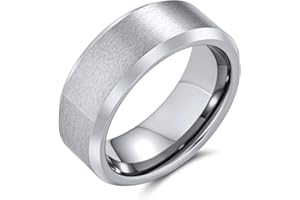 Bling Jewelry Anillo De Boda De Titanio Negro O Plateado En Tono Dorado Para Hombre, Personalizado, Ancho, Pulido, Borde Biselado, Cepillado, Satinado, Mate, 8Mm.