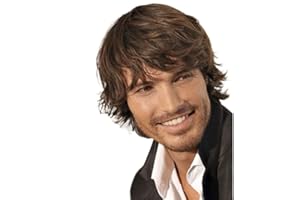 AIYLMZ Parrucche Sintetiche Marroni Corte con Frangia - Toupee per Uomo - Parrucche Arricciate a Strati Soffici ed Eleganti Naturali - Marrone B