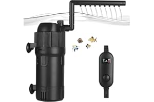 ITIY Filtro UV per Acquario 5 in 1, 4W 400L/H Pompa Interna per Acquario con Timer, Filtro sommergibile Regolabile a 180° per Piccoli acquari, acquari Tropicali e tartarughiere