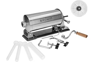 BROWIN® Manuell Wurstfüller aus Edelstahl 311003 | 3 kg horizontale Wurstmaschine | Wurstfüllmaschine für Küche und Restaurants | Wurstpresse | Machine für hausgemachte Wurst, Cevapcici und Cannelloni