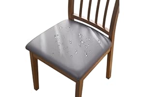 Alishomtll Juego de 4 o 6 fundas de piel sintética para silla, impermeables, extraíbles, lavables, para comedor, cocina, boda, jardín, oficina (gris, 4 unidades)