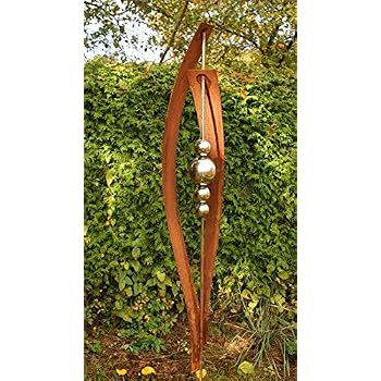 Garten-Dekostab Edelrost – Mit 3 Edelstahlkugeln, 200 Cm Hoch, Wetterfest & Stabil