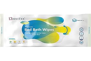LIMDO 1 Pack Of 12 Extra Thick Premium Bed Bath Wipes - Microwaveable | Extra Large, Rinse Free Body Cleansing for Elderly | With Aloe Vera & Vitamins | Cleanse & Protect | Paraben & Alcohol Free