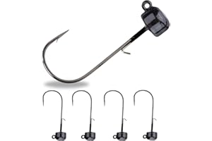 Reaction Tackle Tungsten Mushroom Head Ned Rig Shroom Jig Heads for Finesse Fishing, Weedless Jig Head for Bass Fishing with Soft Lures (5-Pack)