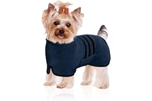 WUFANC Hundebademantel, Bademantel Hund aus Mikrofaser, Extra Saugfähig und Schnelltrocknend, Hunde Bademantel mit Klettverschluss und Verstellbarem Schrumpfband für Große Mittel und Kleine Hunde