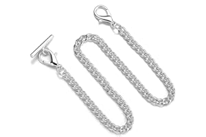 MIRKUZI Catenelle,1 catena per orologio da tasca in argento, catena per orologio da tasca in metallo, abbigliamento da uomo e da donna, catena decorativa per portafoglio (argento)