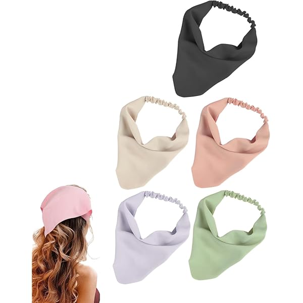 Lot De 5 Bandanas Floraux En Mousseline Pour Femmes & Filles | Multicolore, Élastique, Style Bohème | Accessoire Cheveux